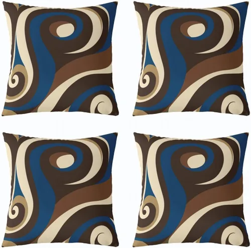 Vista 10 de Castle Fairy Fundas de almohada modernas con estampado de líneas geométricas de doble cara de 16 x 16 pulgadas, fundas de almohada de espirales