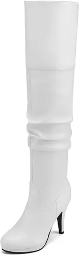 Vista 13 de DREAM PAIRS Botas altas para mujer, con plataforma, negras, tacón alto robusto, por encima de la rodilla Negro