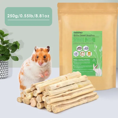 Vista 2 de Bissap Palitos masticables de bambú dulce de 8.82 oz/0.5 libras para conejos, golosinas molares de conejo, bocadillos para animales pequeños