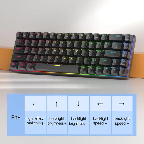 Vista 5 de MageGee Teclado para juegos de disparo rápido 60%, interruptor magnético de efecto Hall, punto de actuación ajustable, teclado con cable Negro