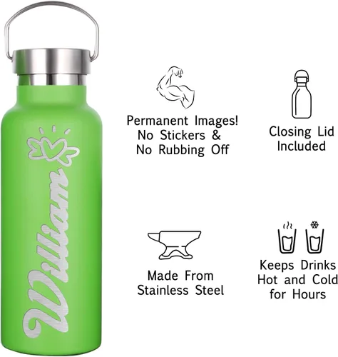 Vista 6 de Botellas de agua personalizadas con tapa de popote de 12/26 onzas, botella de agua deportiva aislada personalizada con grabado láser, botella