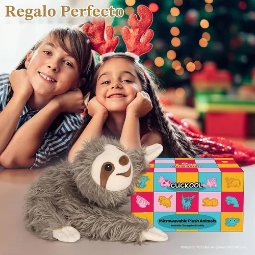 Vista 4 de Animales de peluche de perezoso para microondas, adorable peluche esponjoso de perezoso para calidez y comodidad, juguete de aroma a lavanda