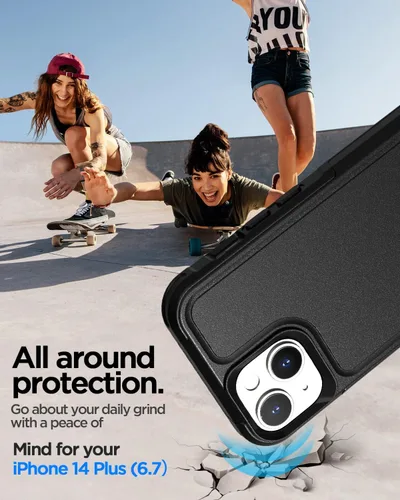 Vista 2 de AICase Funda magnética resistente de 2 capas para iPhone 14 Plus (6.7 pulgadas), resistente funda MagSafe de 2 capas, protección duradera de grado
