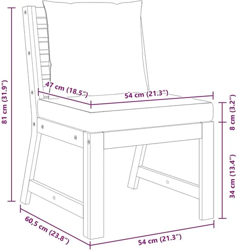Vista 3 de vidaXL Sofá medio, sofá seccional con cojines, asiento modular con mesa de té, juego de muebles de exterior para jardín, rústico, madera de acacia