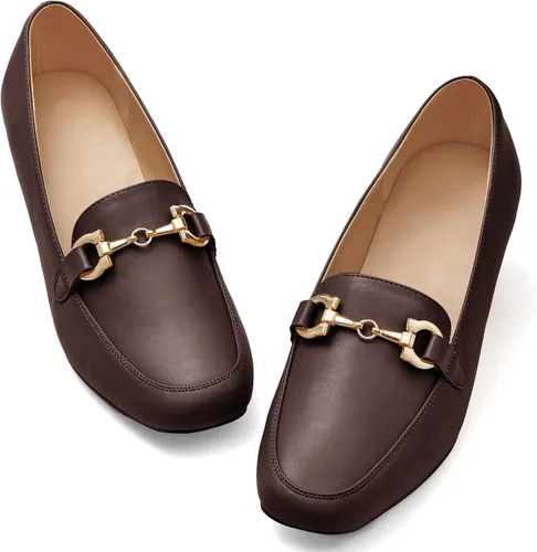 Vista 3 de Zapatos de tacón bajo de cadena para mujer, tacón grueso, cuadrados, puntera cerrada, cómodos, de cuero, elegantes, casuales, para fiestas, trabajo