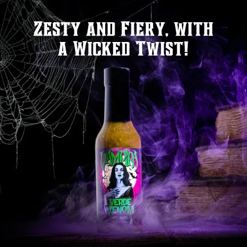 Vista 4 de Hellfire Hot Sauce Paquete de regalo: paquete variado de salsa picante gourmet con 4 sabores aterradores para fiestas o regalos