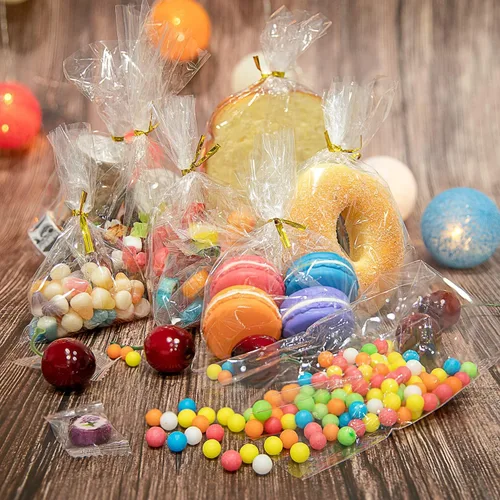 Vista 9 de Zcintert Bolsas Transparentes de Celofán para Golosinas 100 Piezas - 11.8" x 15.8" (2mils), Bolsas de Regalo de Plástico para Dulces, Recuerdos