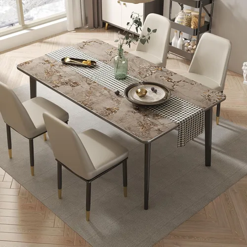 Vista 5 de Papel tapiz de mármol gris despegable y adherible 32"×157", papel de contacto de granito dorado, grueso, autoadhesivo, envoltura de vinilo brillante