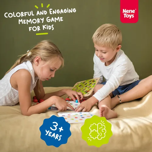 Vista 3 de Nene Toys Juego de Memoria del Jardín de la Mariquita – Juegos de Emparejar de Madera para Niños Pequeños de 3-5 – Juguete de Viaje para Niños