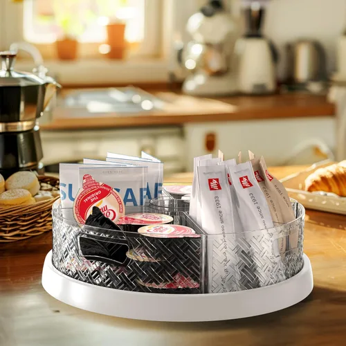 Vista 7 de Simple Houseware Lazy Susan - Tocadiscos de 12 pulgadas con cubos y divisores extraíbles