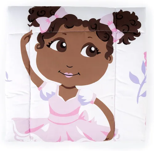 Vista 2 de Little Muffincakes Zhara Manta acolchada para niños pequeños, estampado de bailarina y flores, 42.0 x 34.0 pulgadas, 18 meses en adelante, rosa