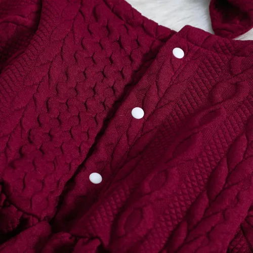 Vista 7 de Vestido de punto para niña, vestido de suéter de manga larga, vestido de otoño e invierno con corbatín