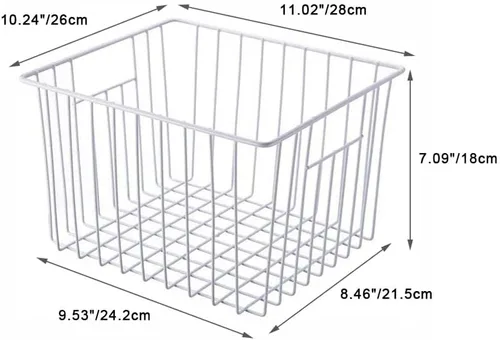 Vista 8 de SANNO Cestas para congelador, cestas de alambre de metal organizadoras de almacenamiento con asas para cocina, dormitorio, armarios, despensa, baño
