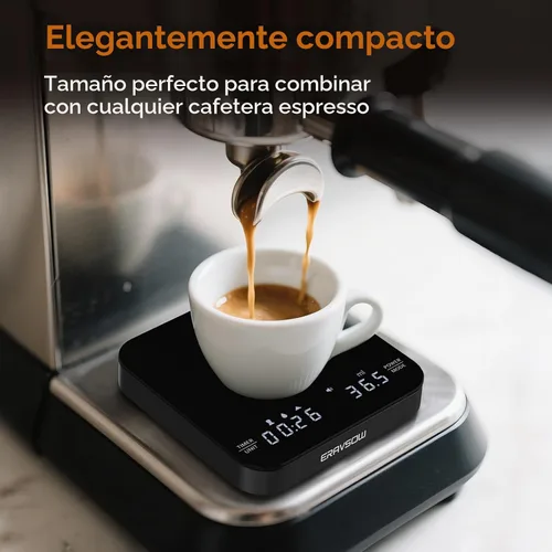 Vista 5 de Báscula de café con temporización automática, mini báscula recargable de espresso con temporizador, báscula de alta precisión de 2kg/0.1g