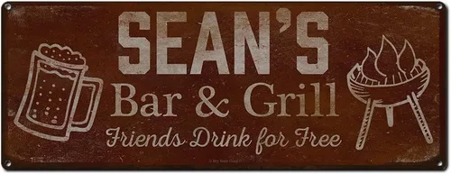Vista 43 de Adam's Bar and Grill Friends Drink for Free, cartel de aluminio de 5.75 x 15.5 pulgadas, accesorios personalizados para bar y decoración de pared