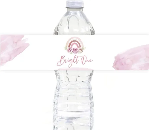 Vista 23 de Andaz Press Etiquetas impermeables para botellas de agua de primer cumpleaños con diseño de arco iris bohemio, envolturas brillantes para botellas