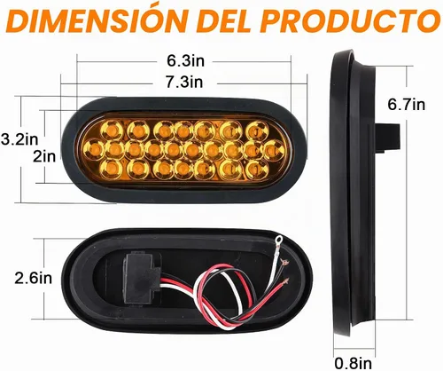 Vista 2 de Partswcgg - Juego de 4 luces estroboscópicas empotrables ovaladas ámbar de 6 pulgadas