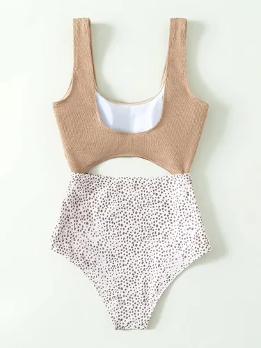 Vista 2 de Floerns Traje de baño de una pieza para mujer, de cintura alta, recortado, monokini