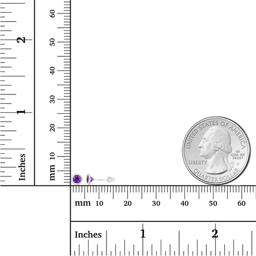 Vista 4 de Aretes de tuerca de oro macizo de 14 quilates, hipoalergénicos, de 0.157 in, con bisel de piedra natal auténtica, con cierre de tornillo