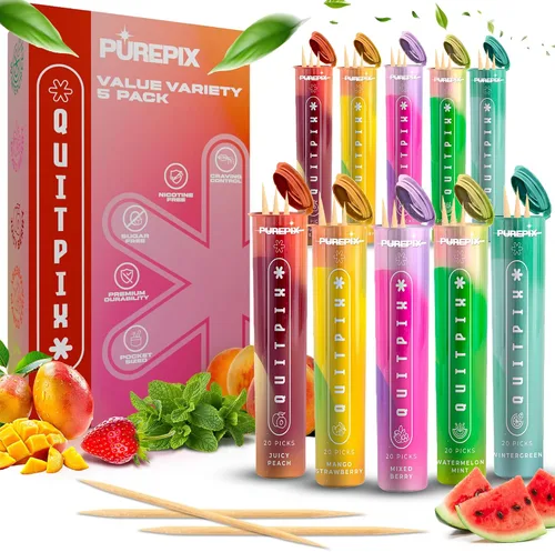 Vista 13 de PurePix QuitPix – Palillos dentales con sabor para apoyo al dejar de fumar, libres de nicotina con L-Teanina y NAC, fijación oral extra gruesa
