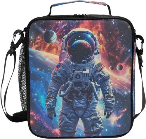 Vista 87 de Lonchera con patrón de cuadros blancos y negros, bolsa de almuerzo aislada, bolsa de preparación para niños, correa de hombro congelable a001