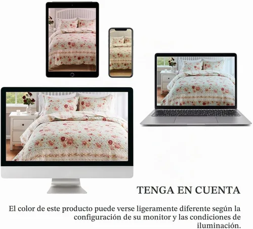 Vista 10 de Greenland Home juegos de edredón con diseño de rosas antiguas de 100% algodón de calidad hereditaria, 2 piezas, tamaño individual/XL, azul