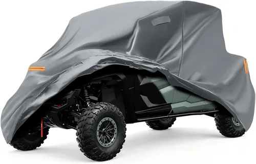Vista 22 de Cubierta impermeable para UTV compatible con Polaris, cubierta para exterior de 6 capas con ventilaciones de aire, cremallera en la puerta