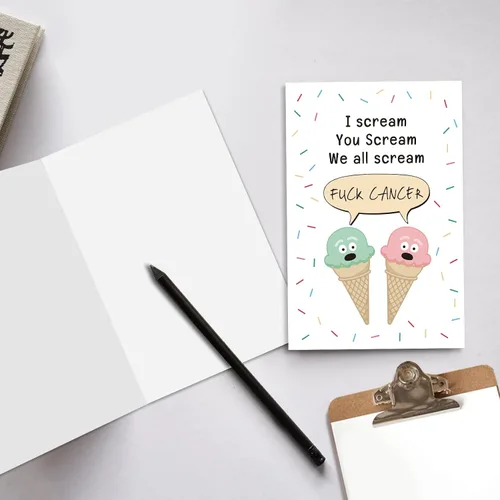 Vista 5 de Ogeby Tarjeta de aliento para el cáncer de mierda, regalo para él y ella, divertida y linda tarjeta de recuperación contra el cáncer, tarjeta
