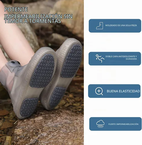 Vista 4 de SooGree Fundas impermeables para botas de lluvia, protectores de silicona para zapatos, control de arena, antideslizantes, plegables, reutilizables