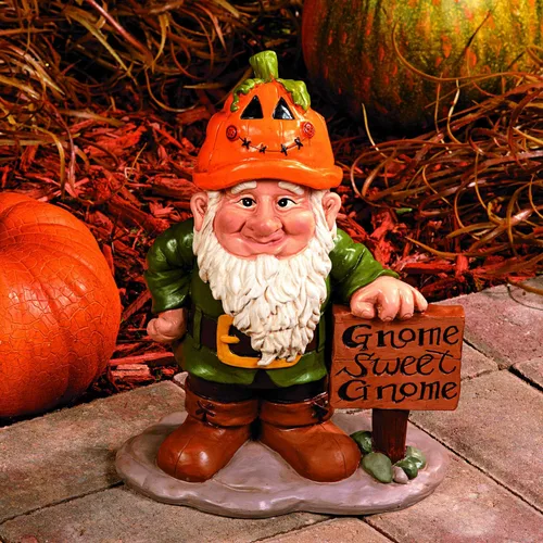 Vista 5 de Fun Express Estatua de gnomos de jardín para exteriores con 5 sombreros de temporada intercambiables, figuras de gnomos de resina para decoraciones