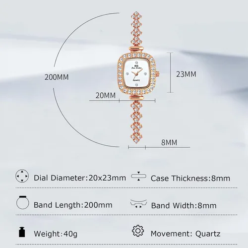 Vista 5 de RORIOS Reloj analógico de cuarzo para mujer con correa de diamantes de imitación, relojes de pulsera impermeables para mujeres y niñas