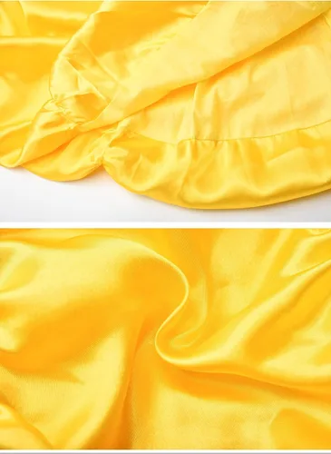 Vista 4 de Avady Disfraz de princesa Belle para niñas, disfraz de bestia de belleza, ropa de juego de rol, color amarillo