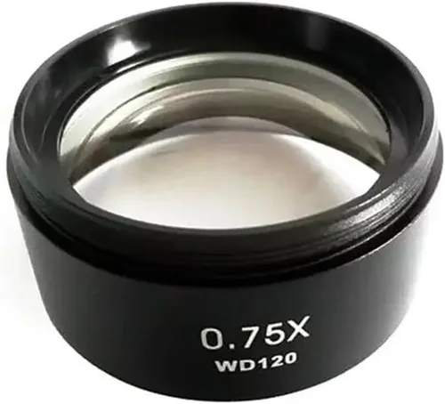 Vista 6 de Kit de accesorios para microscopio, microscopio, lente auxiliar 0.3X/0.75X/1.5X, objetivos auxiliares, microscopio estéreo, lente Barlow M48 rosca