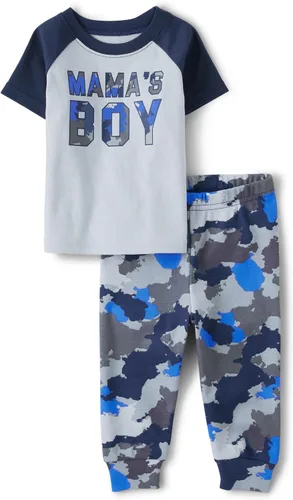 Vista 6 de The Children's Place Conjunto de pijama de 2 piezas con camiseta de manga corta y pantalones de 100 % algodón para bebé niño Historia Negra