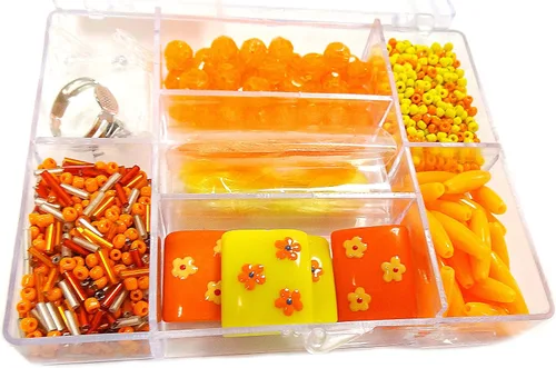Vista 2 de Linpeng Conjunto de cuentas de bricolaje para fabricación de joyas, naranja