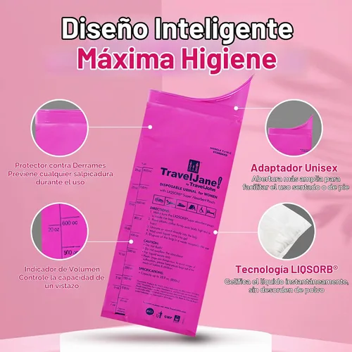 Vista 3 de TravelJane Disposable Urinal Bags – Leakproof – (TJ1R-C)