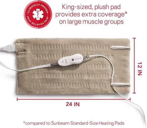 Vista 3 de Sunbeam Premium Sunbeam Heating Pad with Compact Storage King Size Beige,(Pack of 6)