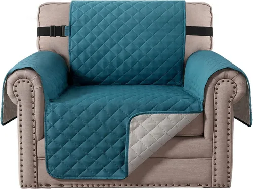 Vista 16 de H.VERSAILTEX Funda de sofá resistente al agua para sofá de 3 cojines, reversible, protector de muebles acolchado con correa elástica, funda de sofá