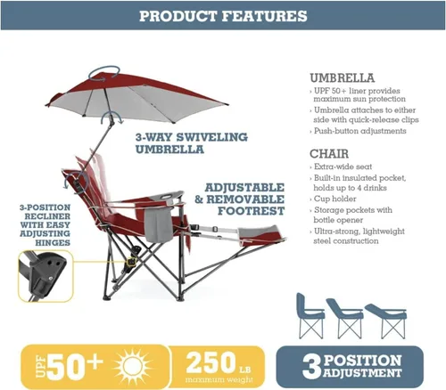 Vista 3 de Sport-Brella Silla de playa reclinable