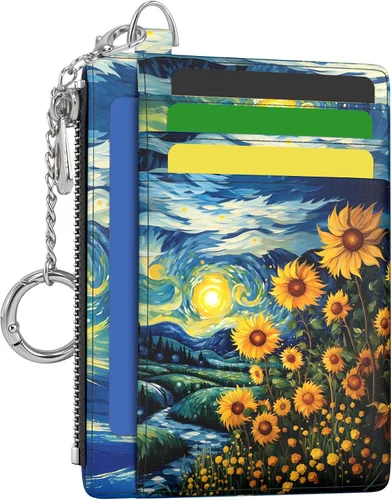 Vista 43 de Hancynir Cartera delgada para mujer con soporte para tarjetas de crédito RFID, pequeña mini funda para tarjetas con bolsillo frontal de PU, cartera