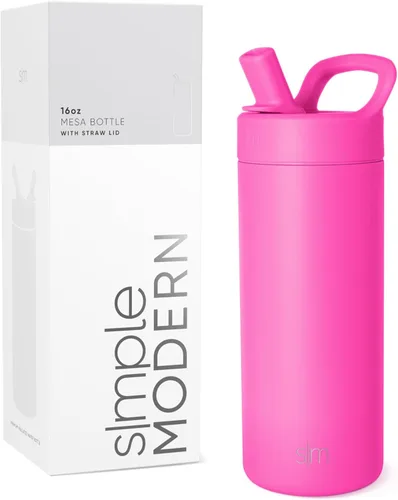 Vista 35 de Simple Modern Botella de agua con tapa de pajilla Termo de acero inoxidable aislado Botellas de agua reutilizables para viajes para gimnasio