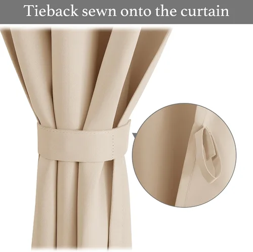 Vista 2 de NICETOWN Biscotti - Cortinas opacas para puerta francesa, color beige, 72 pulgadas de largo Cortina de ventana portátil de granja autoadhesiva