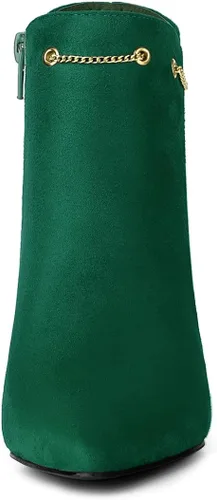 Vista 2 de Allegra K Botines de tacón de aguja con cremallera lateral y punta puntiaguda para mujer