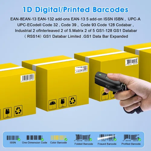 Vista 2 de Mini escáner de código de barras inalámbrico, symcode escáner de código de barras Bluetooth e inalámbrico de 2.4 GHz y USB, lector de imágenes de Lb