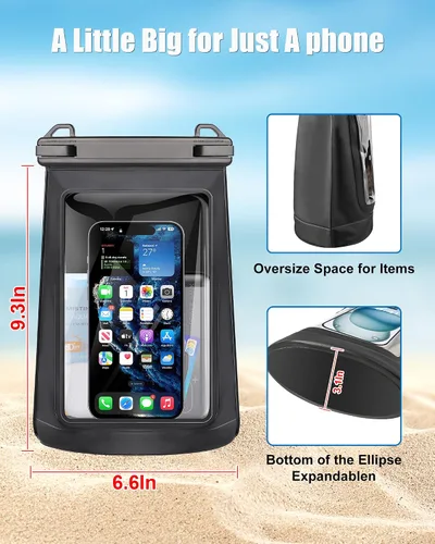 Vista 3 de Bolsa impermeable para teléfono de gran capacidad, bolsa seca flotante para teléfonos de 6,9