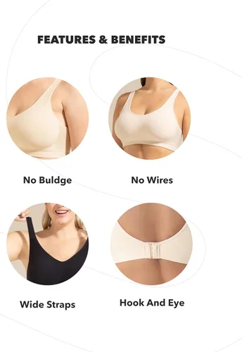 Vista 5 de SHAPERMINT - Brasieres para mujer, brasier de compresión, sin varillas, con tirantes elásticos