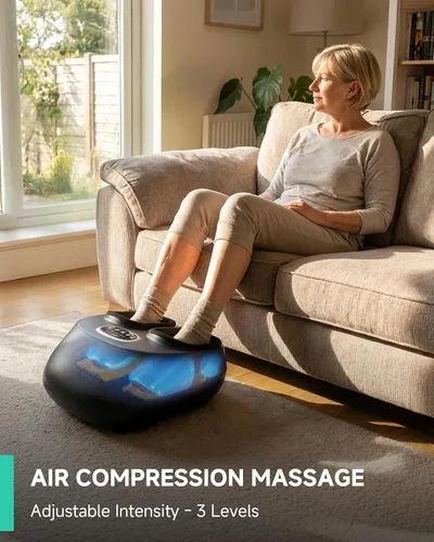 Vista 4 de Snailax Shiatsu - Masajeador de pies con calor, elegible para FSA, amasado, compresión, vibración, máquina de masaje de pies para fascitis plantar
