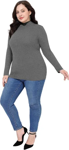 Vista 3 de FOREYOND Womens Plus Size Tops Long Sleeve Lightweight Pullover Mock Turtleneck Tunics Tops
