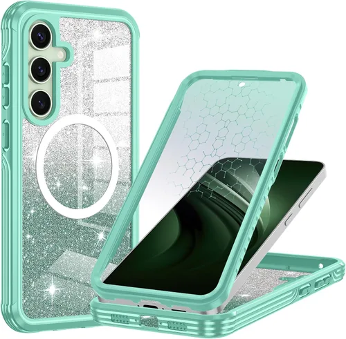 Vista 37 de Hekodonk Funda magnética para Galaxy A17 5G, [compatible con Magsafe] [Protector de pantalla de vidrio templado integrado] [tarjeta con purpurina]