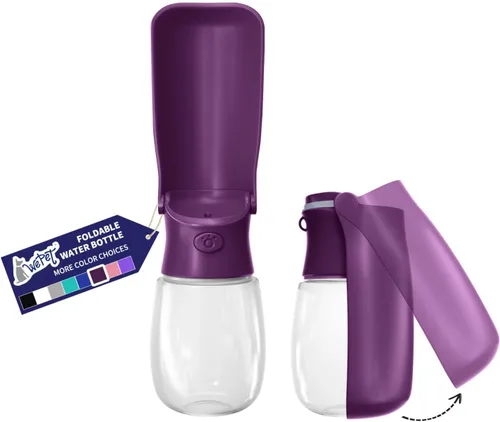 Vista 13 de WePet Botella de agua plegable portátil para perros, dispensador de agua para cachorros con alimentador para beber, 12 onzas, resistente a altas